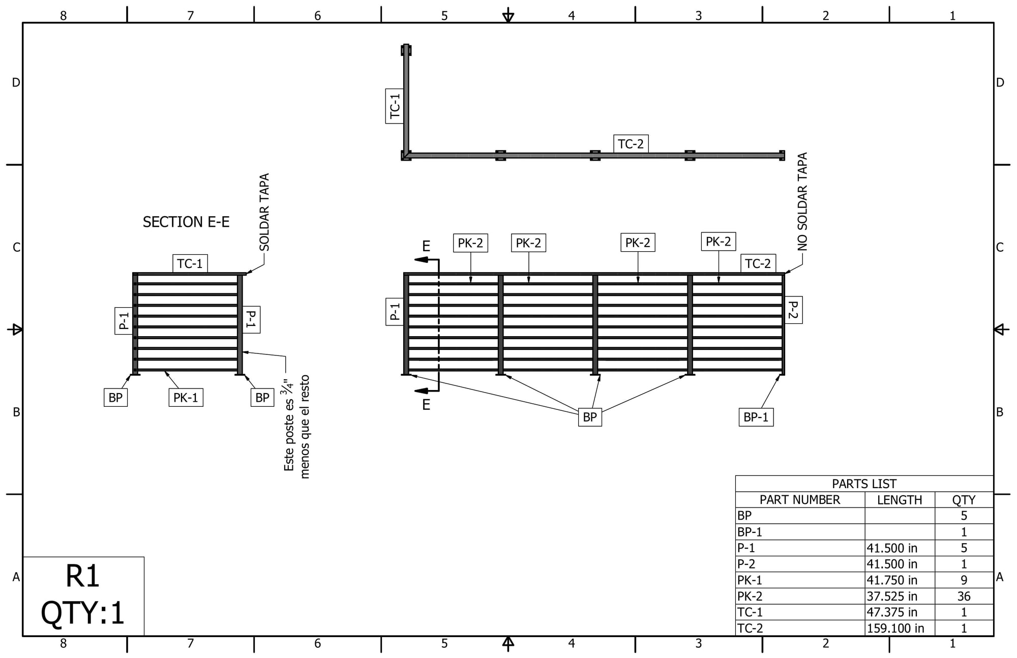 Welding assembly drawing